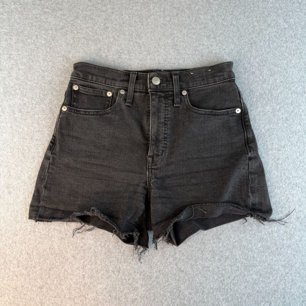 Madewell High Rise Black Denim Short Size 23 Boho Casual 100% Cotton